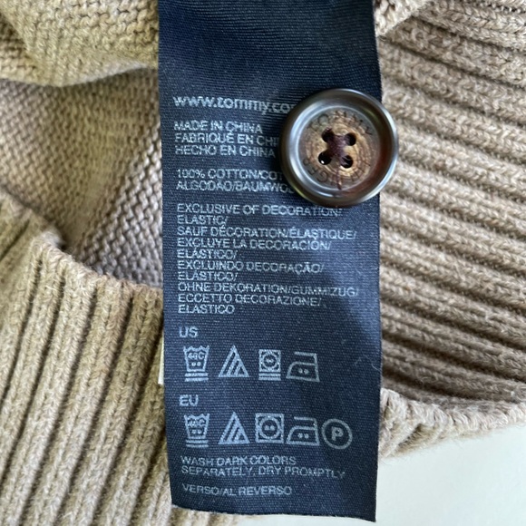 Tommy Hilfiger Tan Khaki Neutral Cotton Sweater Size Medium - Picture 4 of 9
